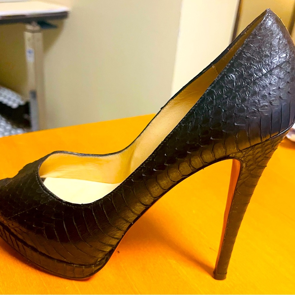 Black Python Platform Stiletto Heels